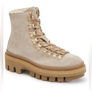 All Saints Wanda Genuine Shearling Lug Sole Combat boot